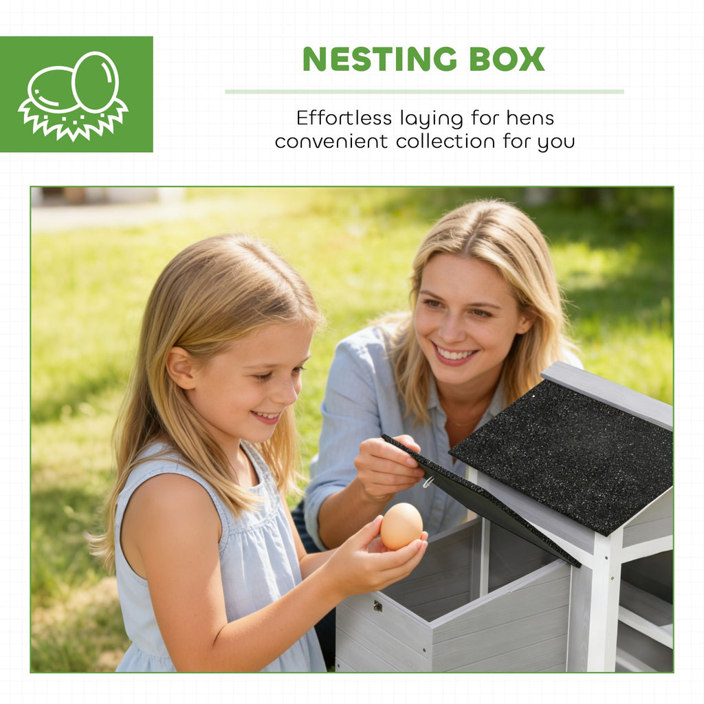 PawHut furniture-style Chicken Coop with Nesting Box and Pull-Out Tray