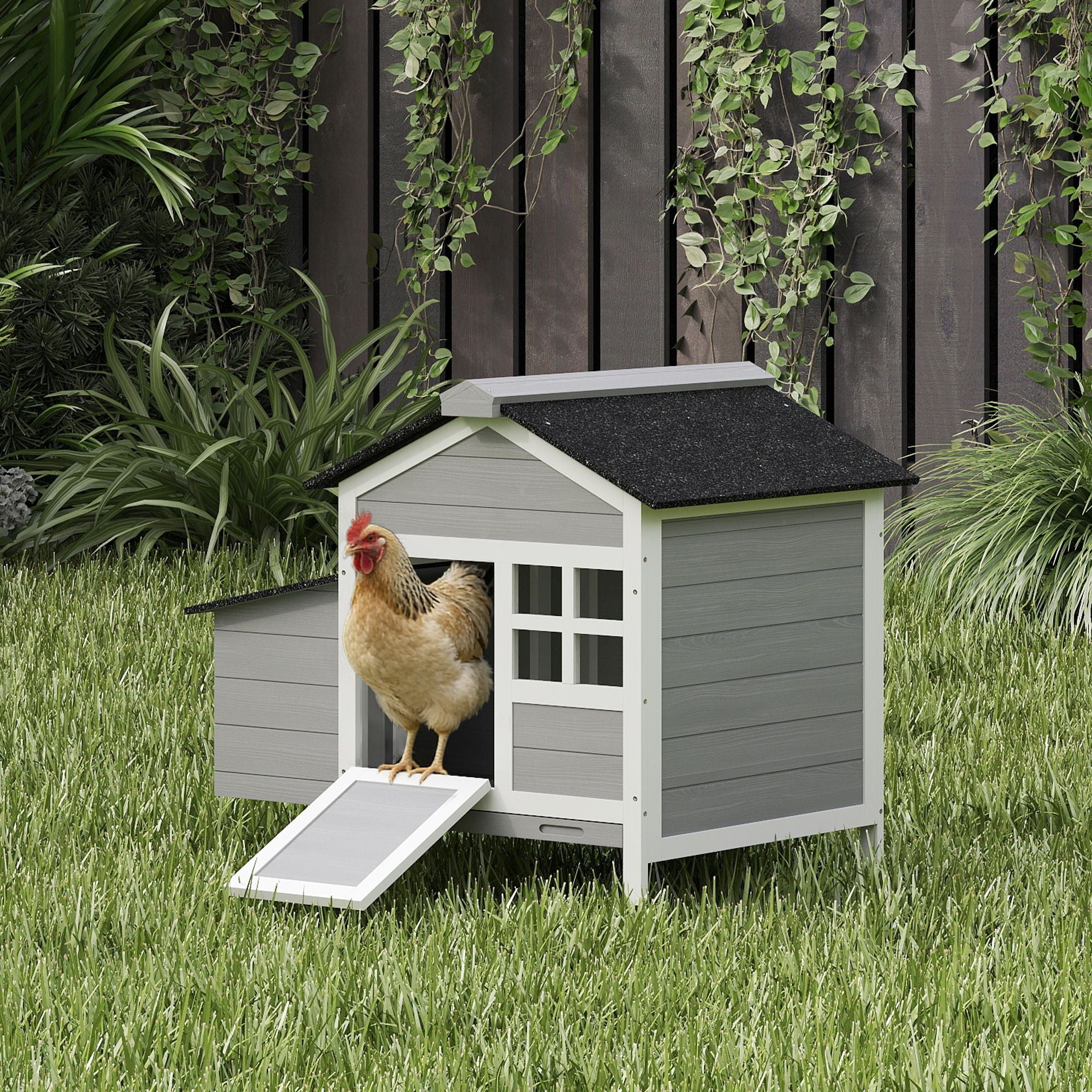 PawHut furniture-style Chicken Coop with Nesting Box and Pull-Out Tray