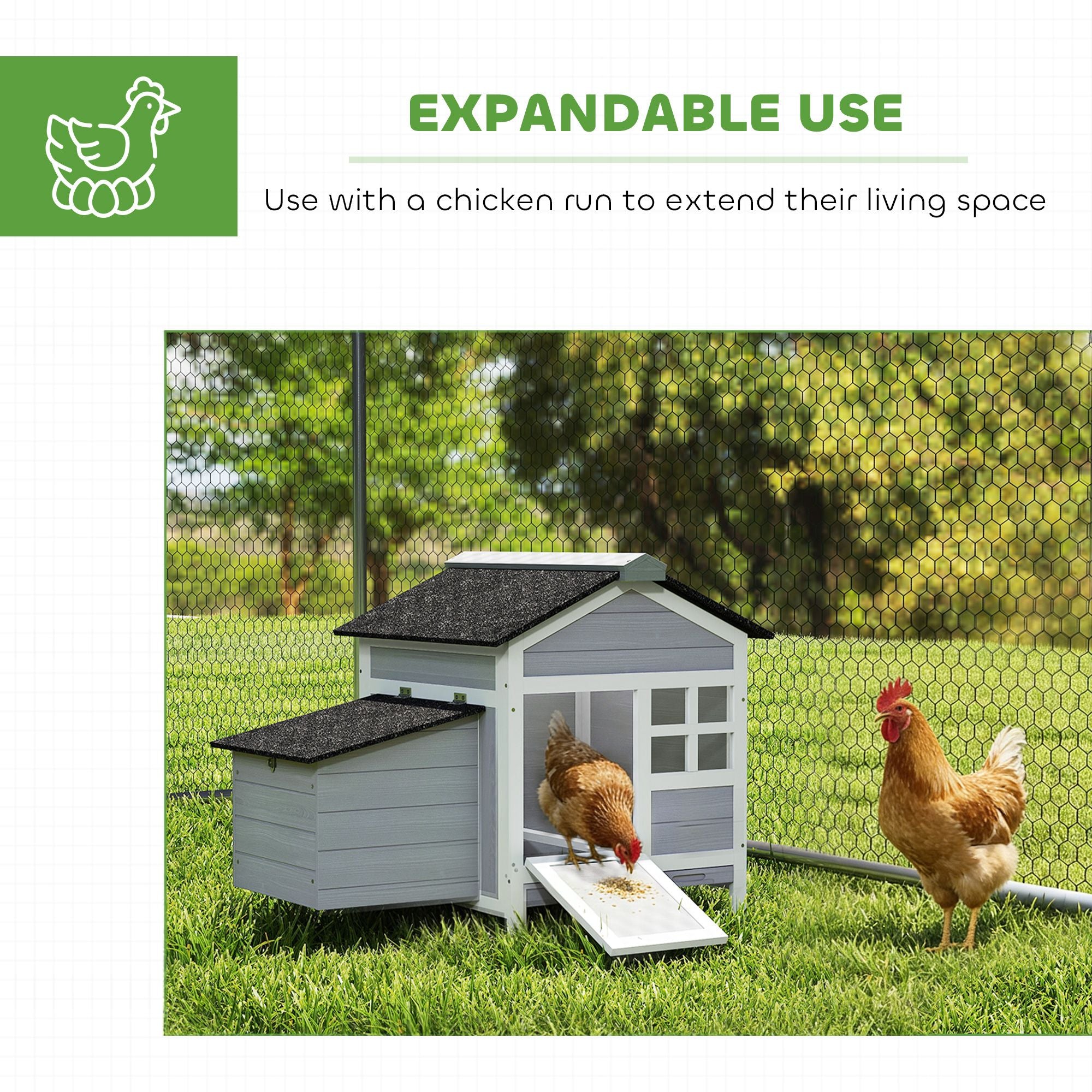 PawHut furniture-style Chicken Coop with Nesting Box and Pull-Out Tray