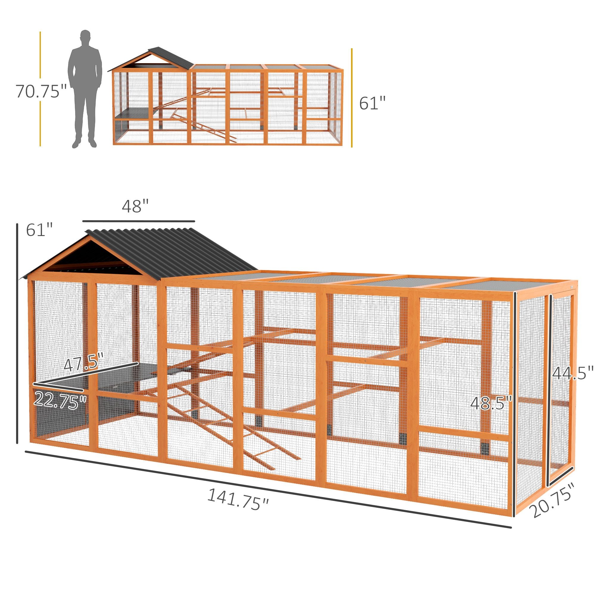 Spacious furniture-style Chicken Run for 6–10 Hens with Perches & Storage