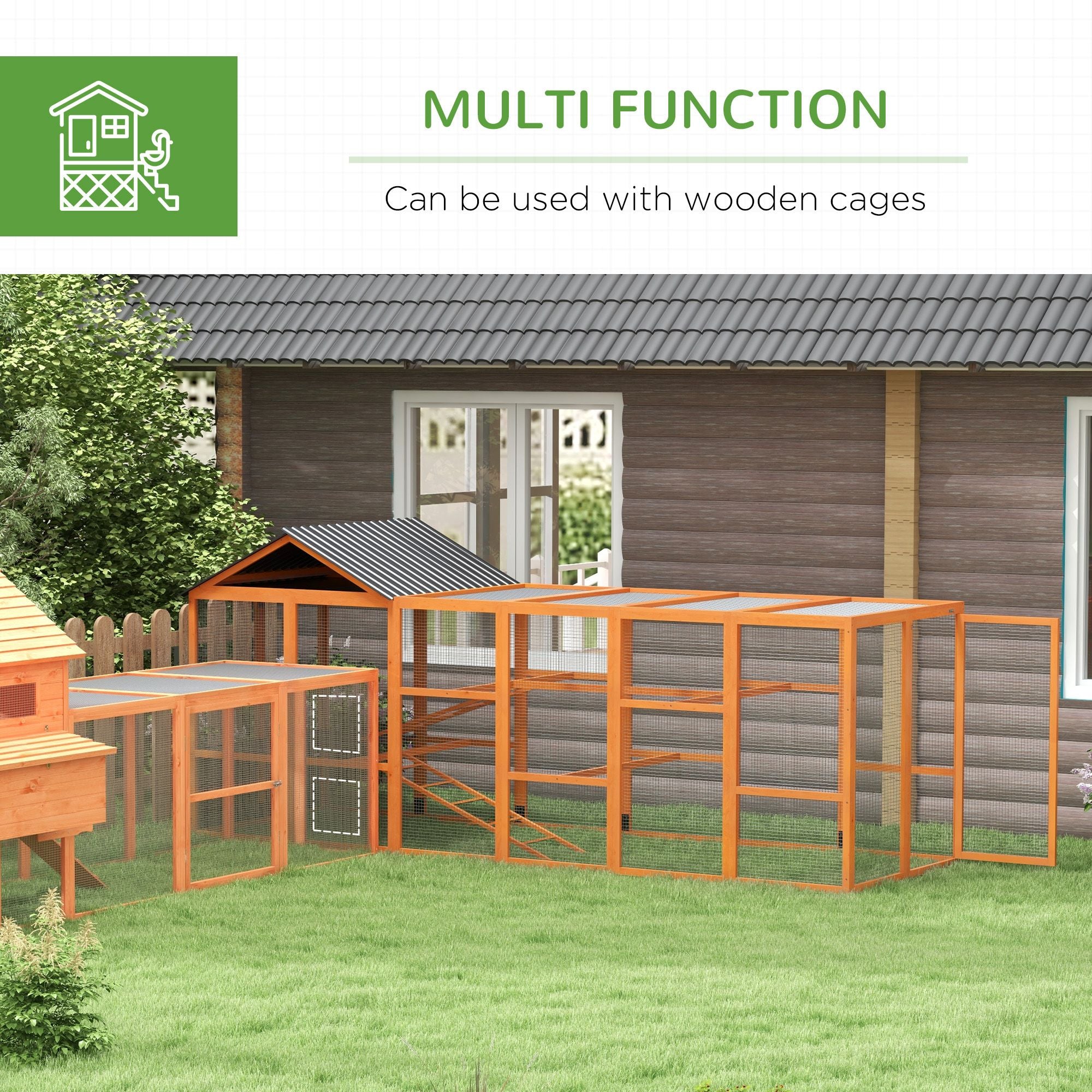 Spacious furniture-style Chicken Run for 6–10 Hens with Perches & Storage