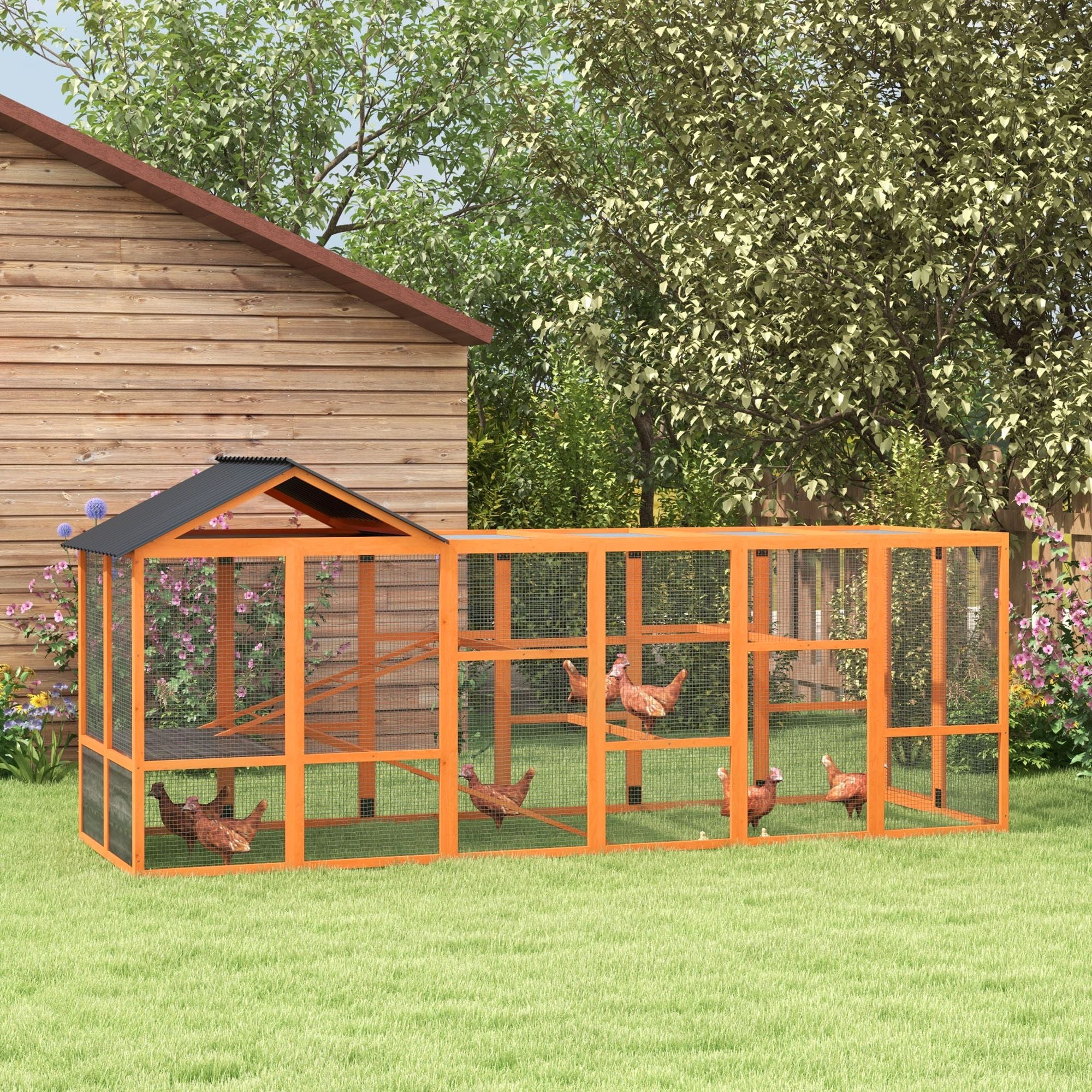 Spacious furniture-style Chicken Run for 6–10 Hens with Perches & Storage
