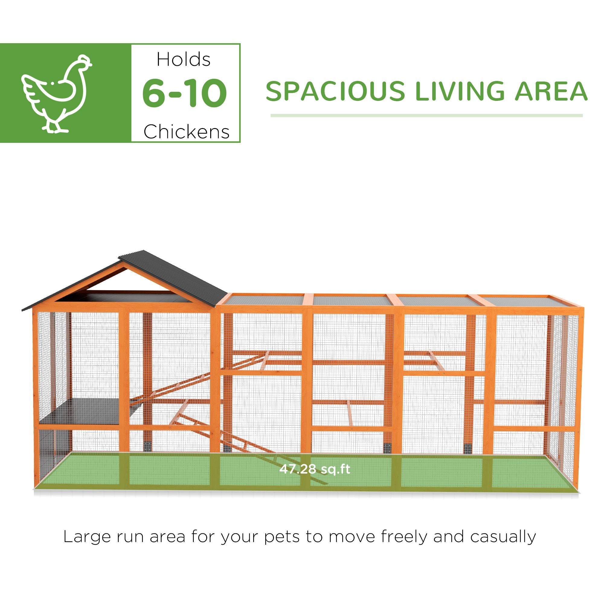Spacious furniture-style Chicken Run for 6–10 Hens with Perches & Storage