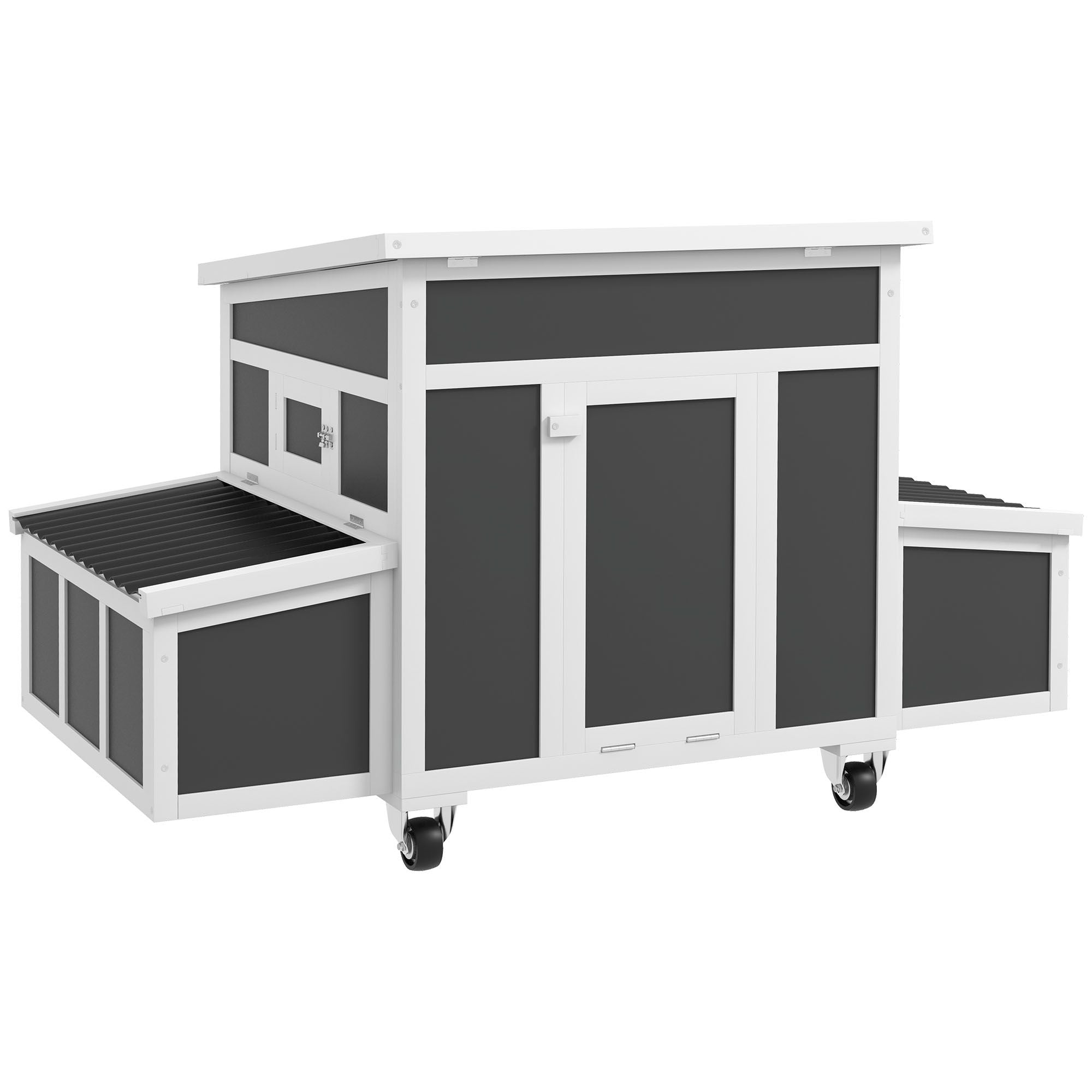 Spacious furniture-style Chicken Coop with Nesting Box - Holds 6 Chickens, Dark Gray