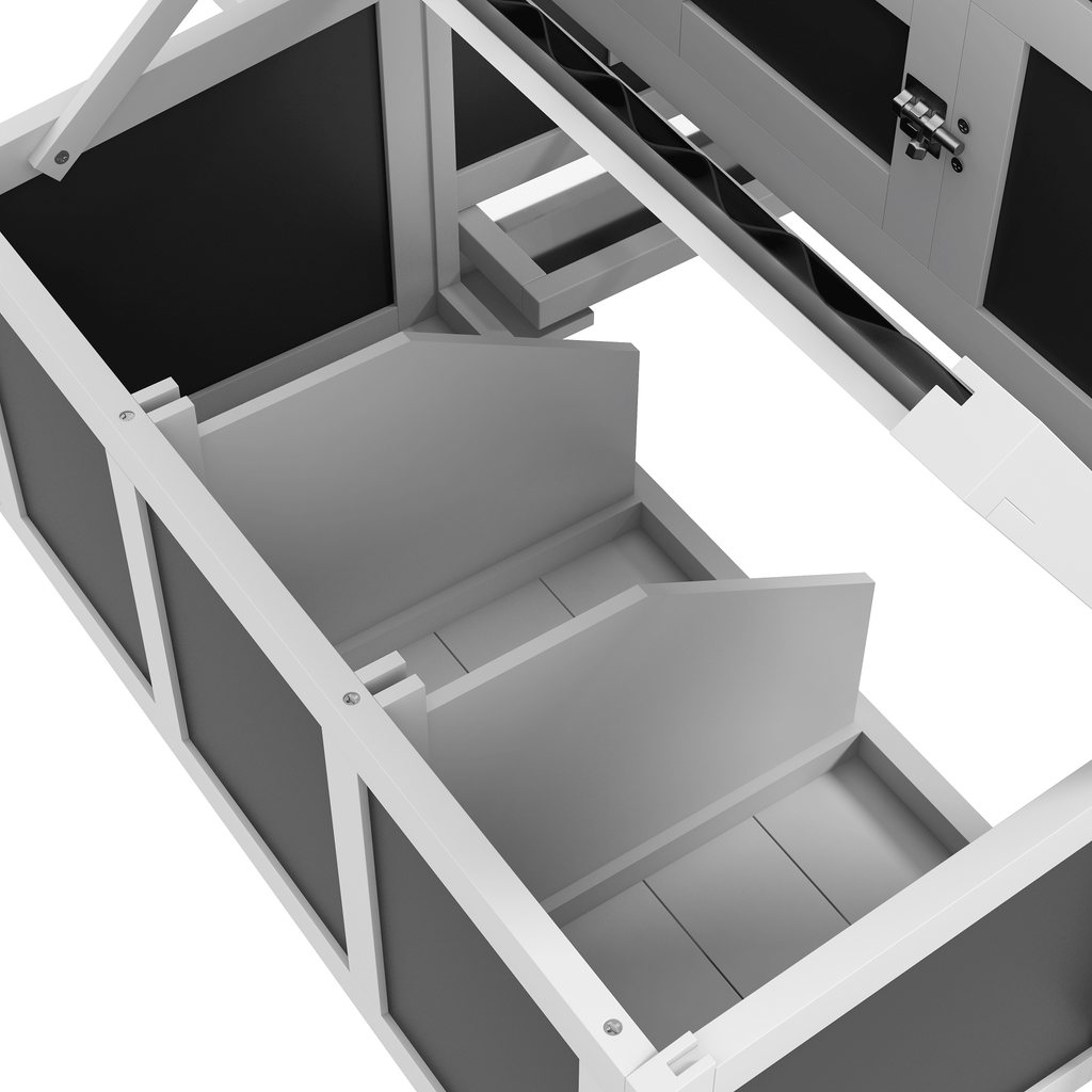 Spacious furniture-style Chicken Coop with Nesting Box - Holds 6 Chickens, Dark Gray