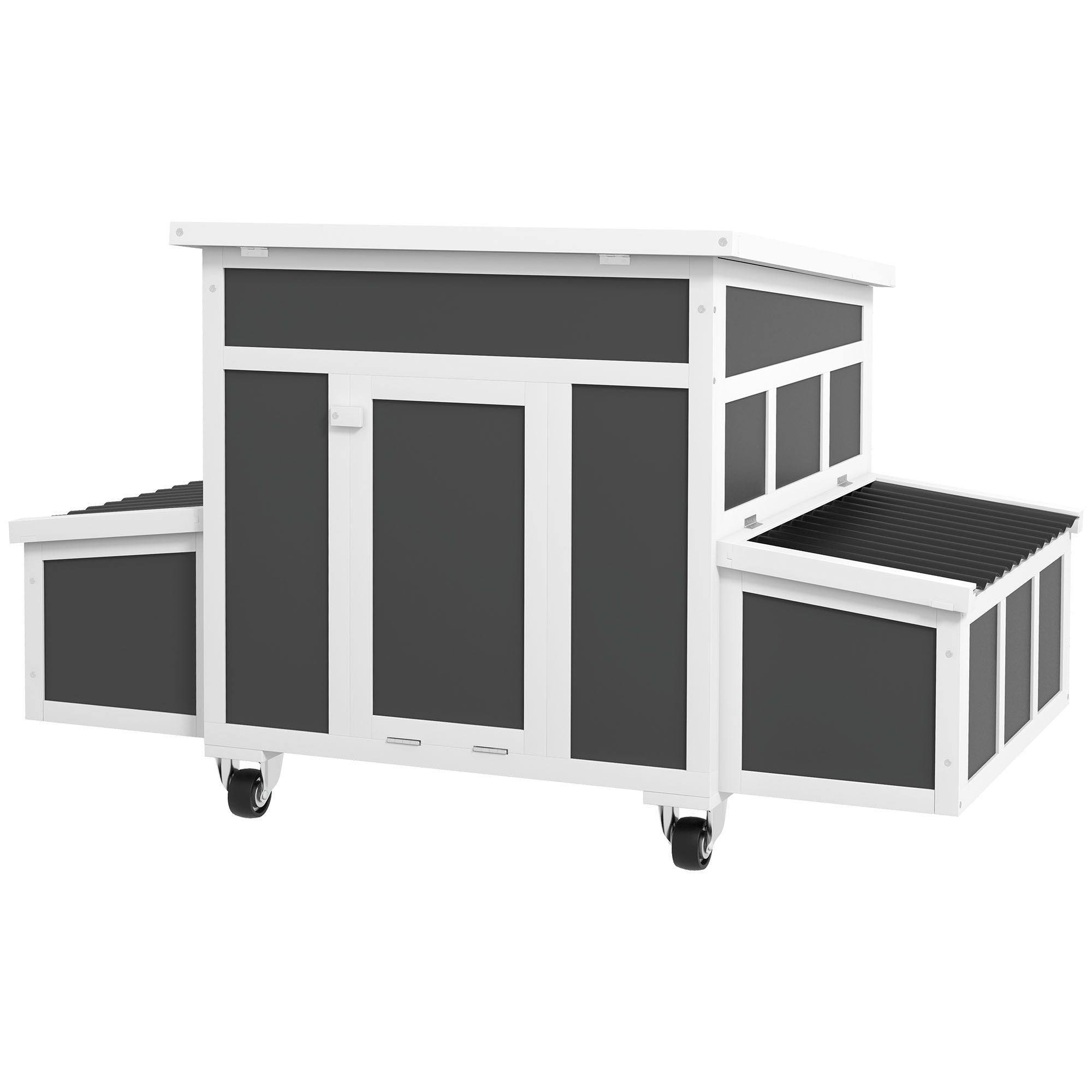 Spacious furniture-style Chicken Coop with Nesting Box - Holds 6 Chickens, Dark Gray