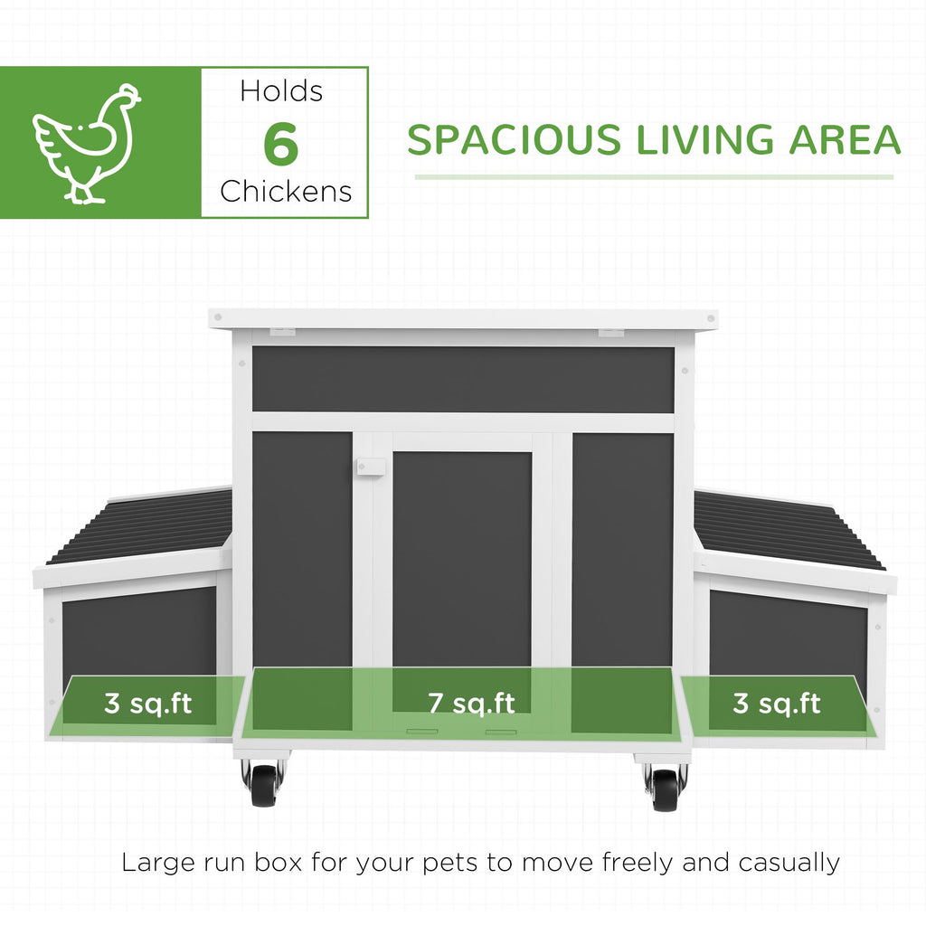 Spacious furniture-style Chicken Coop with Nesting Box - Holds 6 Chickens, Dark Gray
