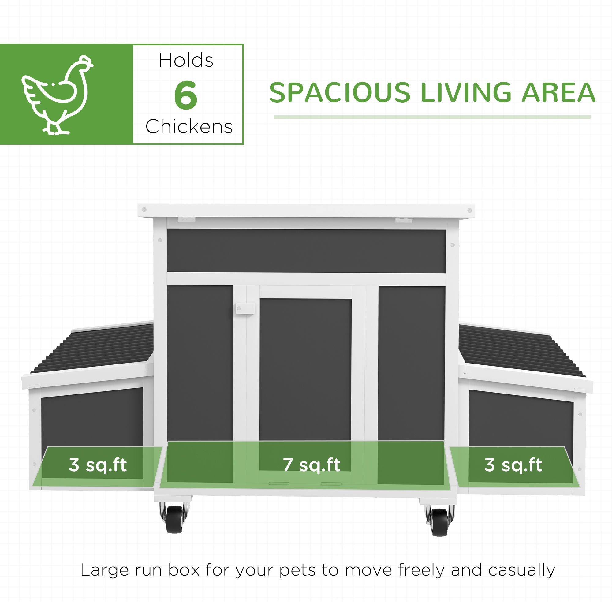 Spacious furniture-style Chicken Coop with Nesting Box - Holds 6 Chickens, Dark Gray