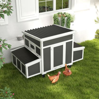 Spacious furniture-style Chicken Coop with Nesting Boxes for 6 Hens