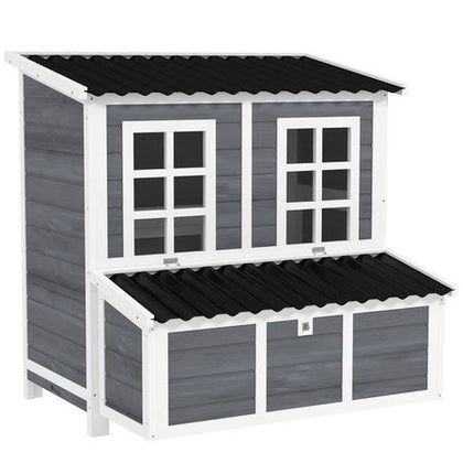 Spacious furniture-style Chicken Coop with Nesting Box & Easy-Clean Tray