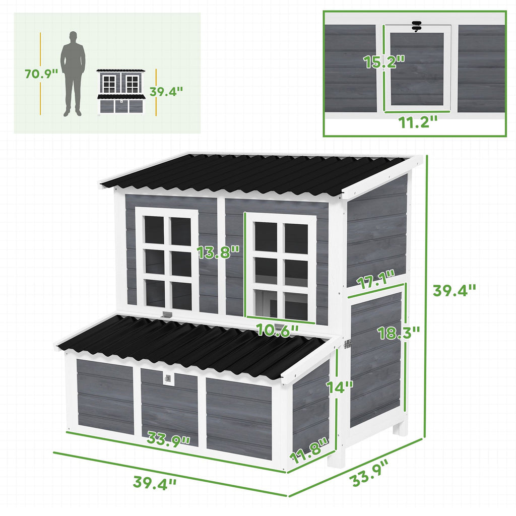Spacious furniture-style Chicken Coop with Nesting Box & Easy-Clean Tray