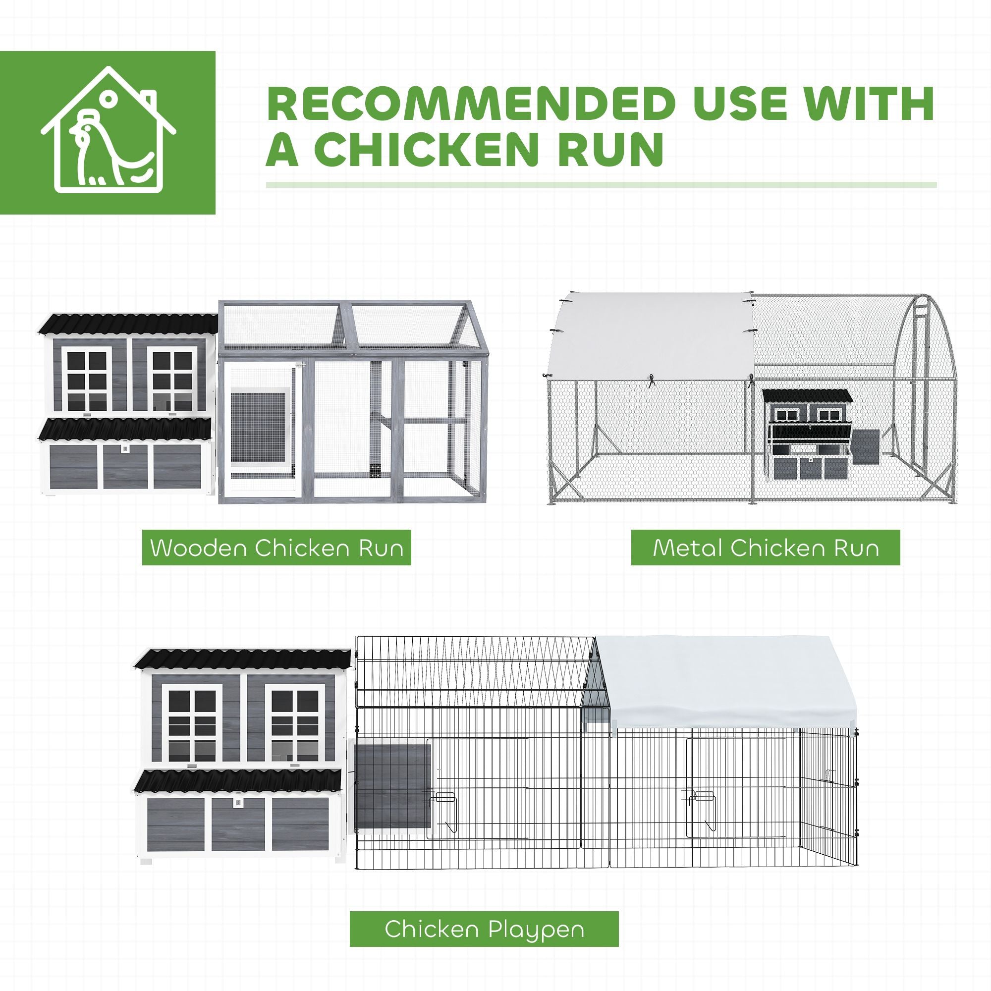 Spacious furniture-style Chicken Coop with Nesting Box & Easy-Clean Tray