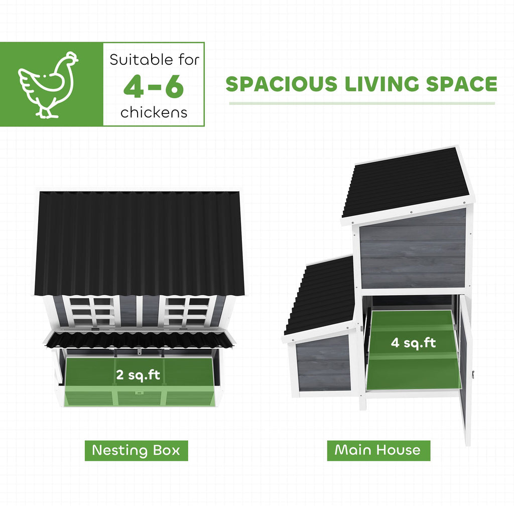 Spacious furniture-style Chicken Coop with Nesting Box & Easy-Clean Tray