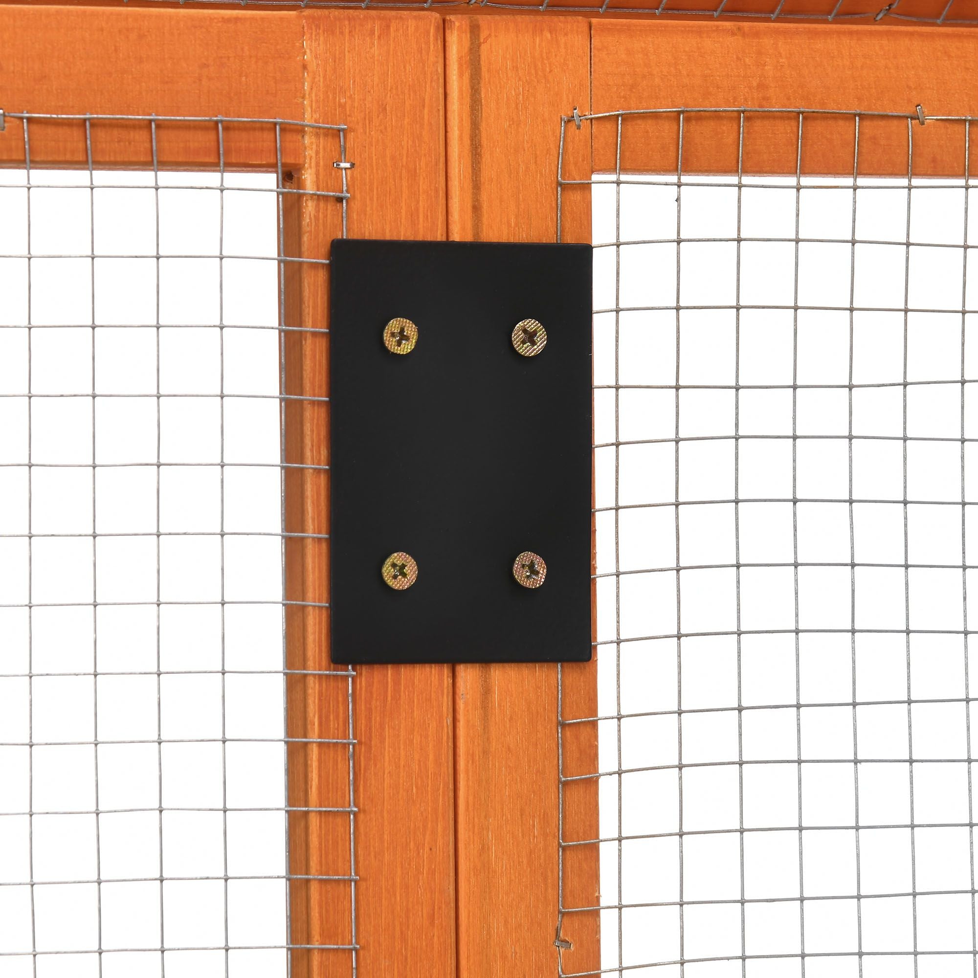 Wooden Chicken Run, Combinable Design with Perches, 4.6' x 2.8', Orange