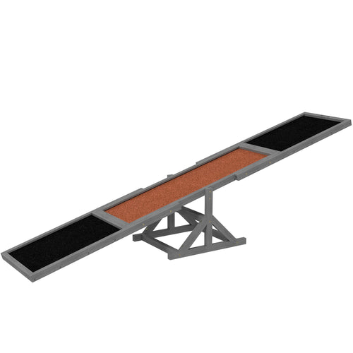 Wooden Dog Agility Seesaw for Training and Exercise, Weather Resistant, 83" L x 16" W x 14" H, Gray