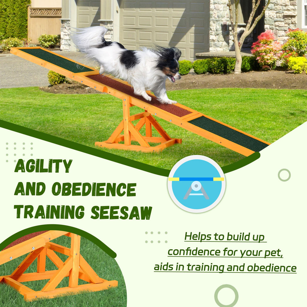 Wooden Dog Agility Seesaw, Training and Exercise Equipment, Weather Resistant, 71" L, Natural