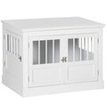 PawHut furniture-style Dog Crate End Table with Triple Doors and Magnetic Closure, White