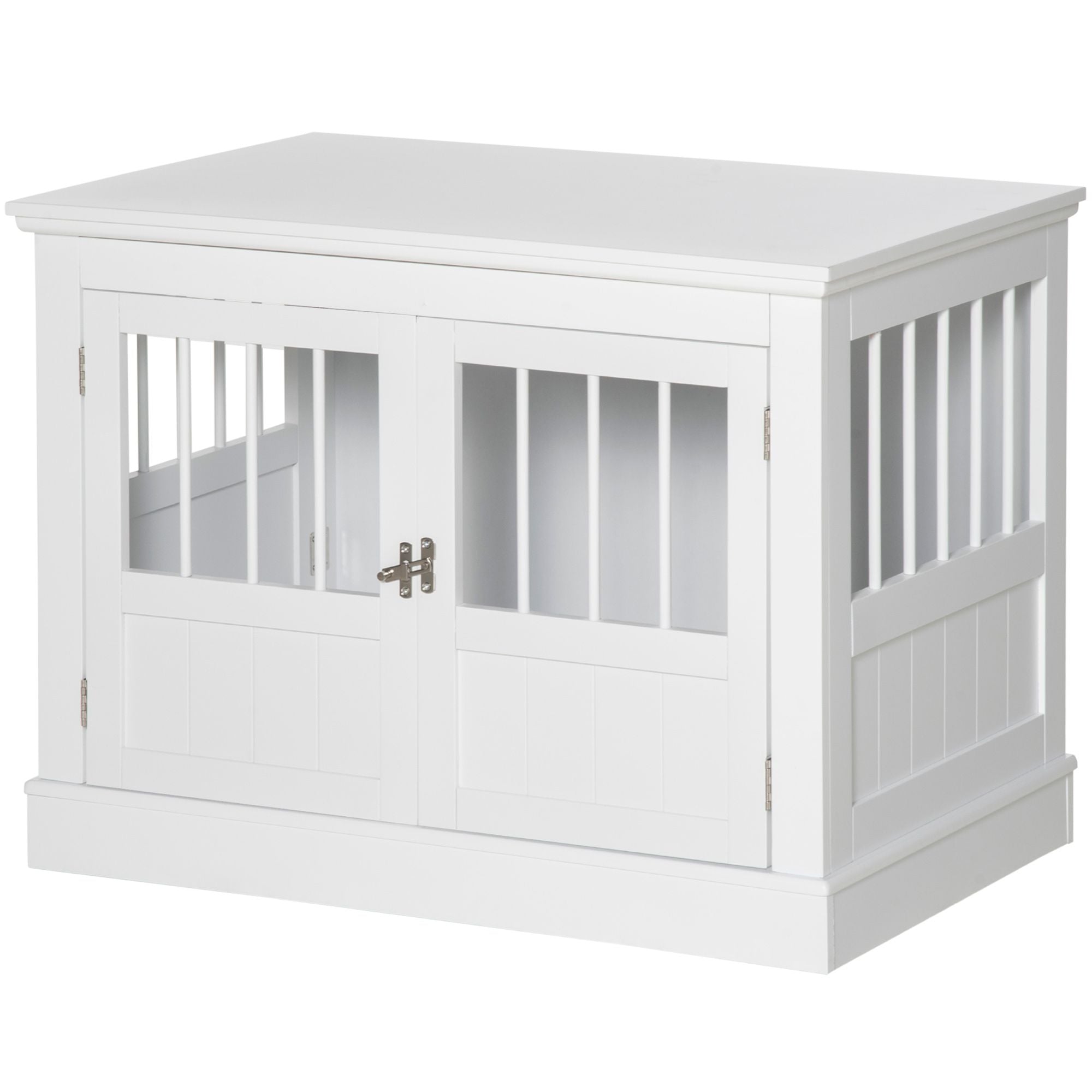 PawHut furniture-style Dog Crate End Table with Triple Doors and Magnetic Closure, White