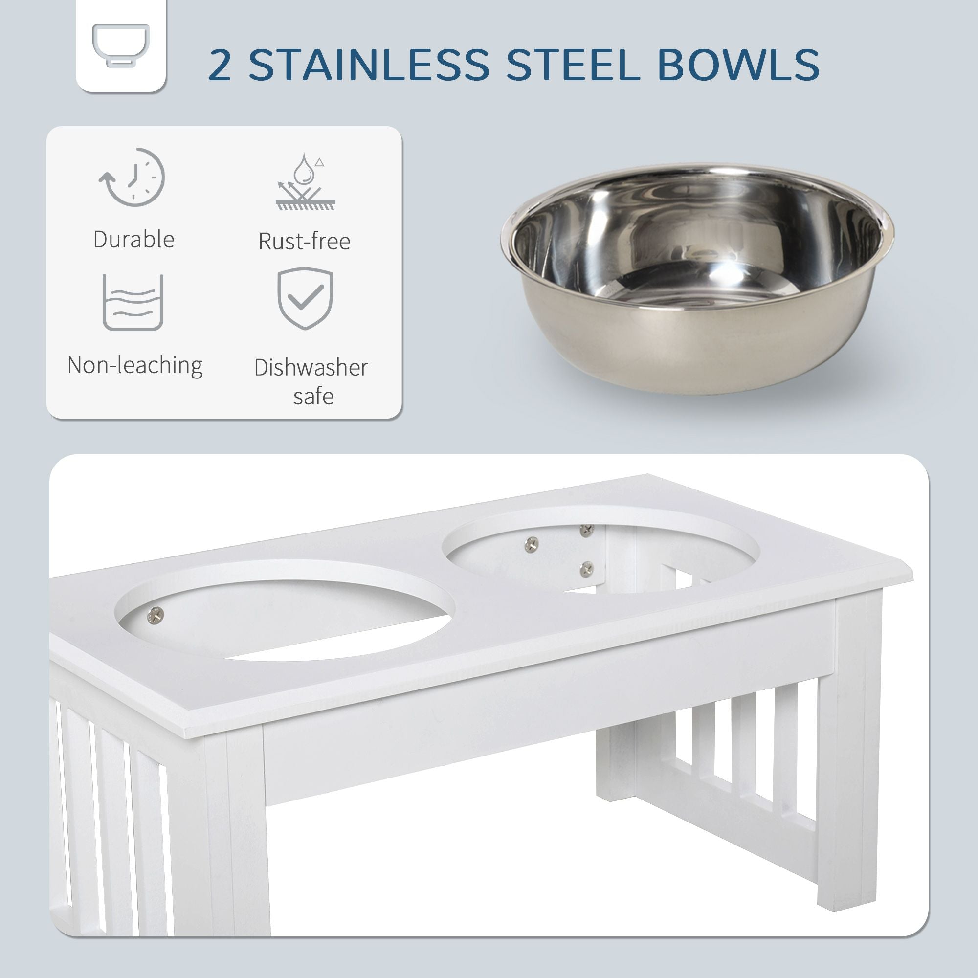 Elevate Mealtime: Wooden Dog Feeding Station with Stainless Steel Bowls