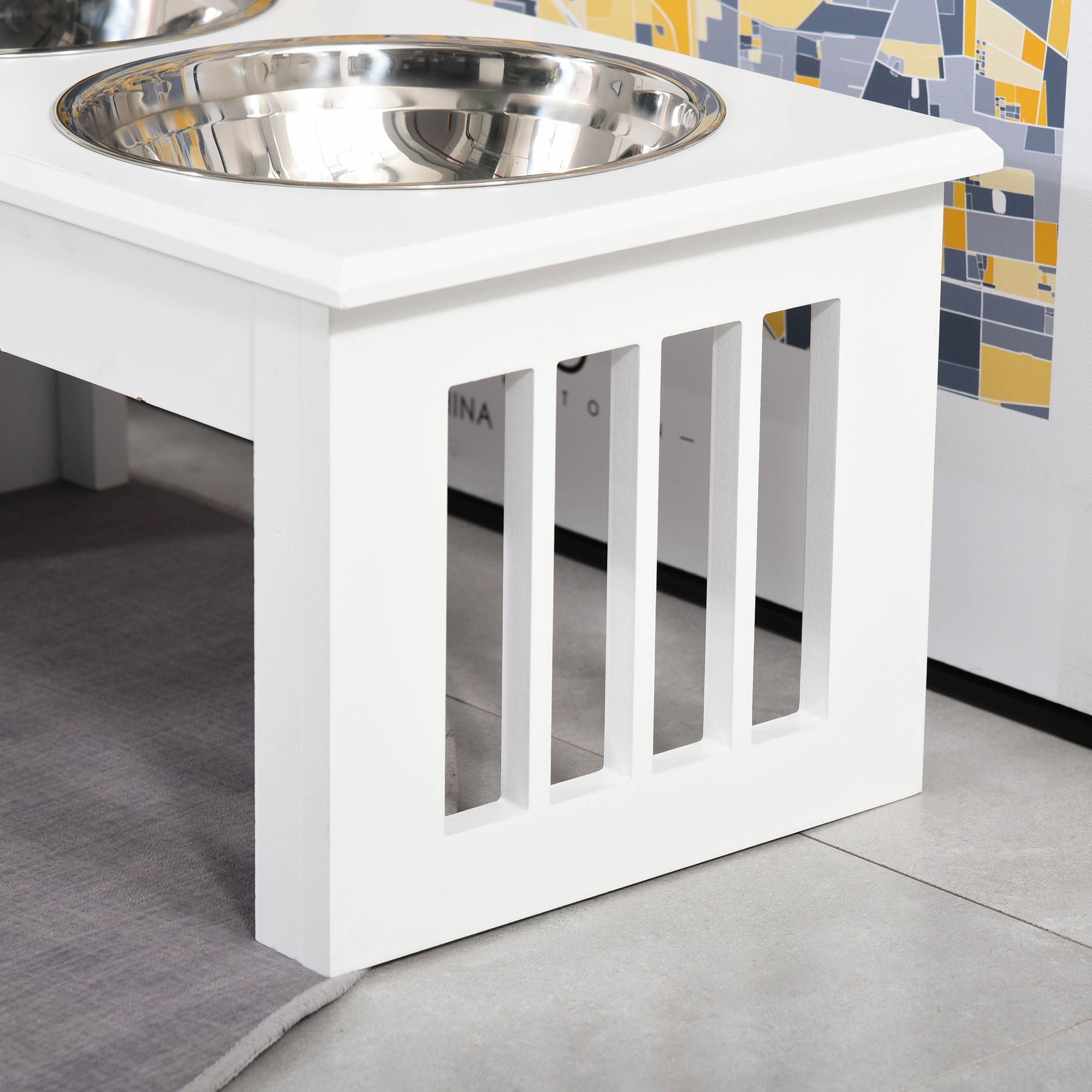 Elevate Mealtime: Wooden Dog Feeding Station with Stainless Steel Bowls