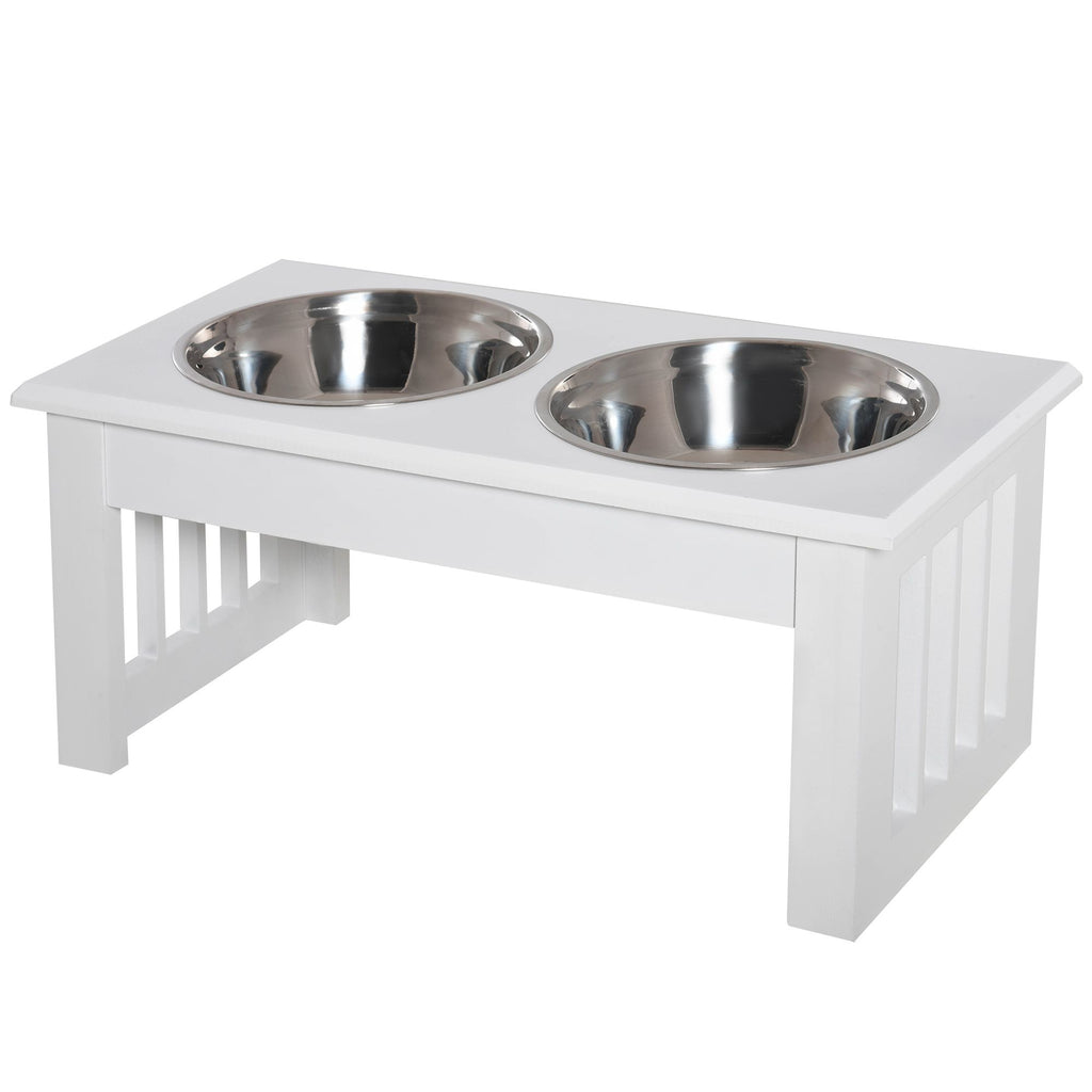 Elevate Mealtime: Wooden Dog Feeding Station with Stainless Steel Bowls