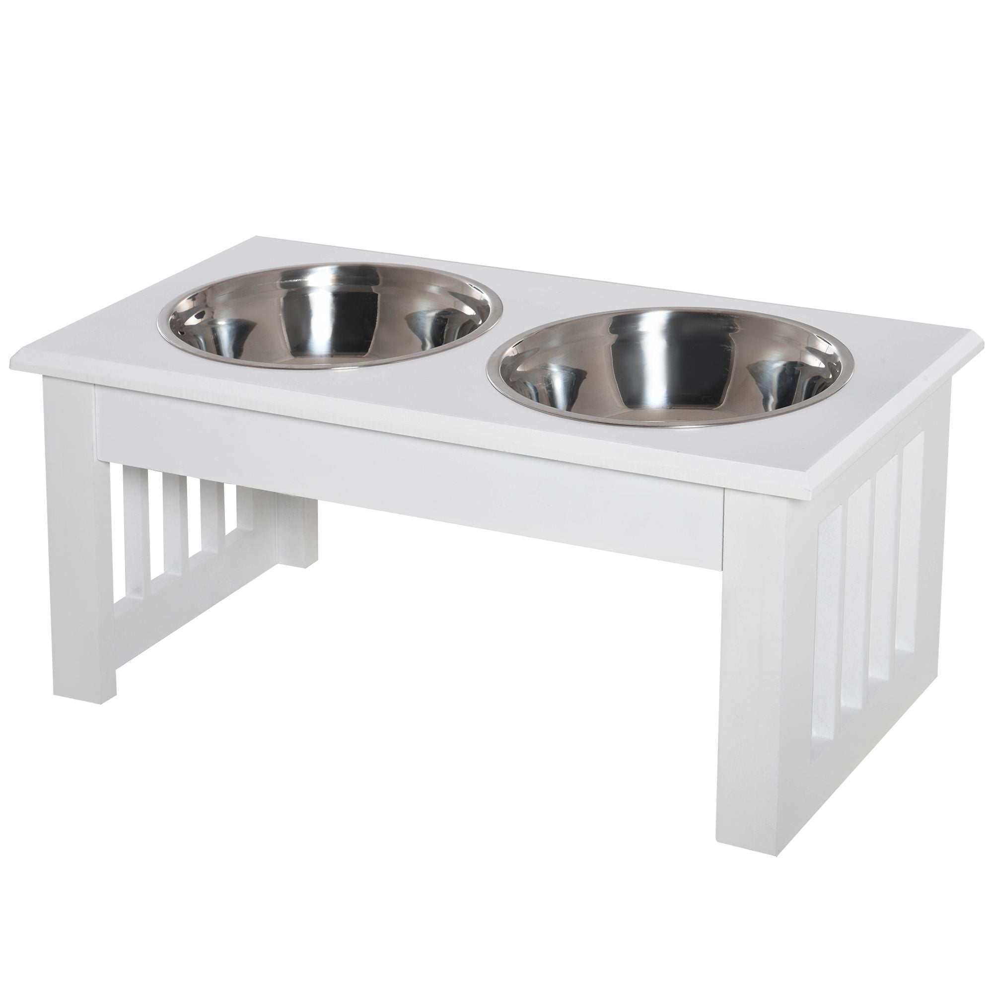 Elevate Mealtime: Wooden Dog Feeding Station with Stainless Steel Bowls