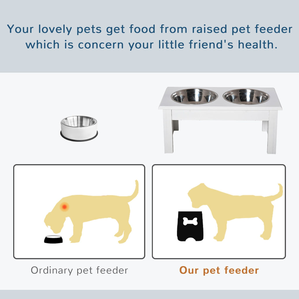 Elevate Mealtime: Wooden Dog Feeding Station with Stainless Steel Bowls