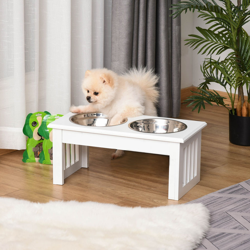 Elevate Mealtime: Wooden Dog Feeding Station with Stainless Steel Bowls