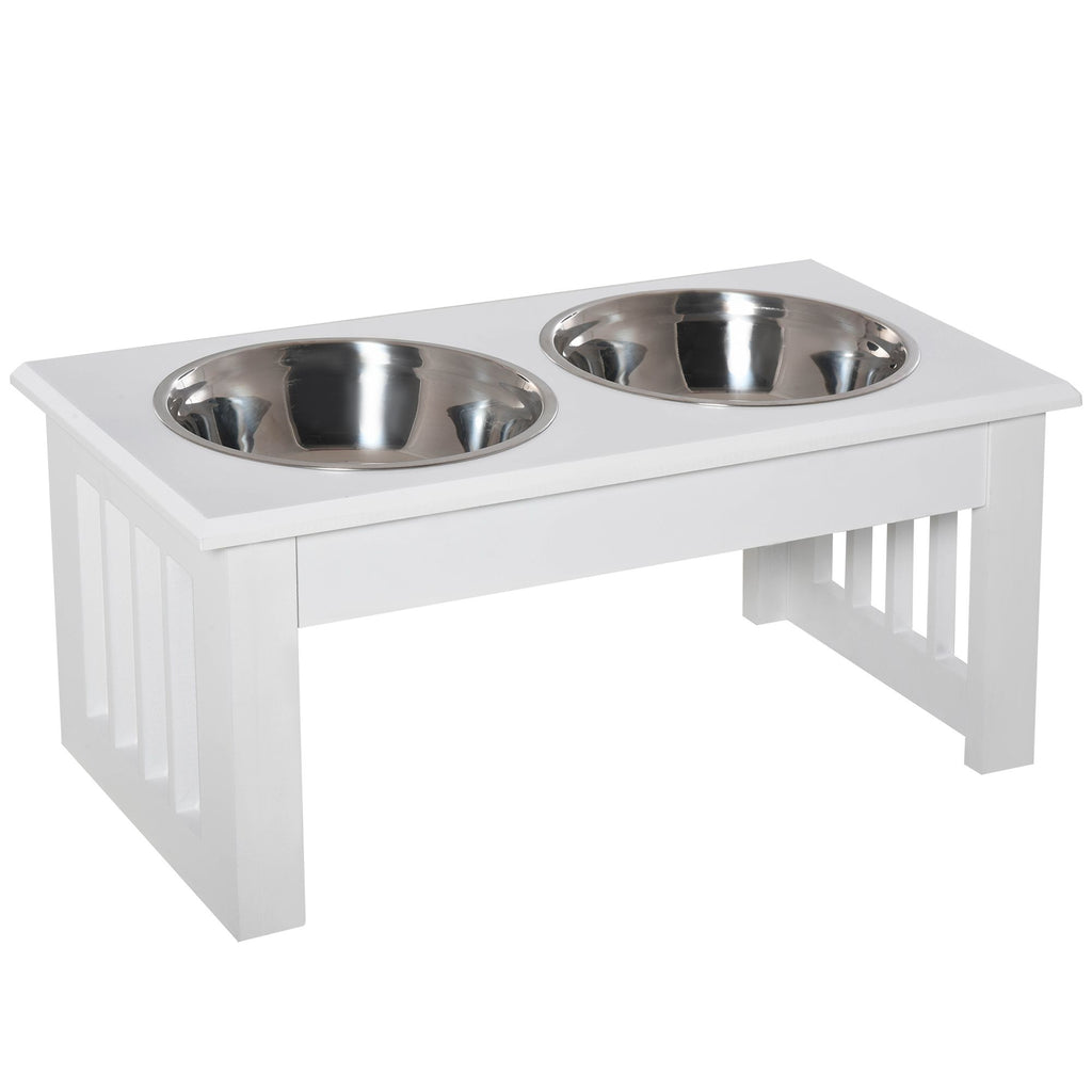 Elevate Mealtime: Wooden Dog Feeding Station with Stainless Steel Bowls