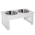 Elevate Mealtime: Wooden Dog Feeding Station with Stainless Steel Bowls