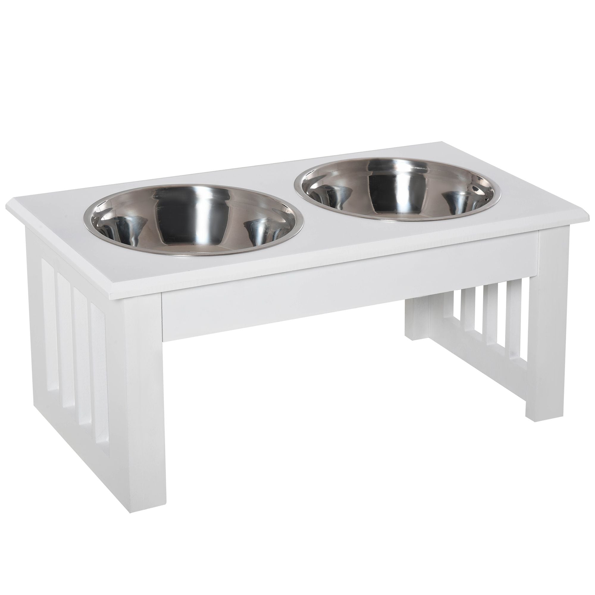 Elevate Mealtime: Wooden Dog Feeding Station with Stainless Steel Bowls