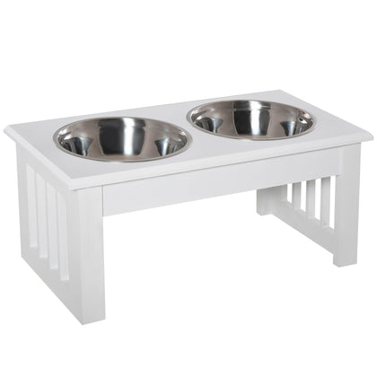 Elevate Mealtime: Wooden Dog Feeding Station with Stainless Steel Bowls