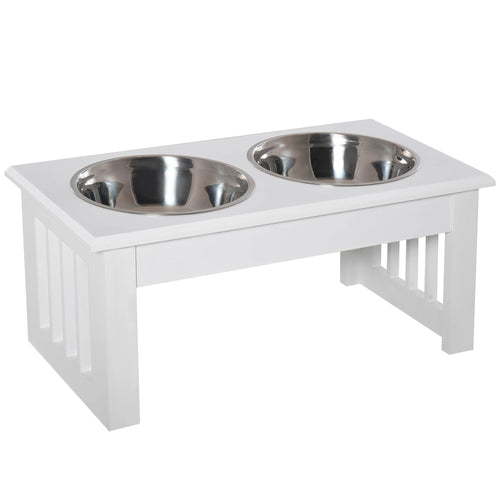 Elevate Mealtime: Wooden Dog Feeding Station with Stainless Steel Bowls – image 1