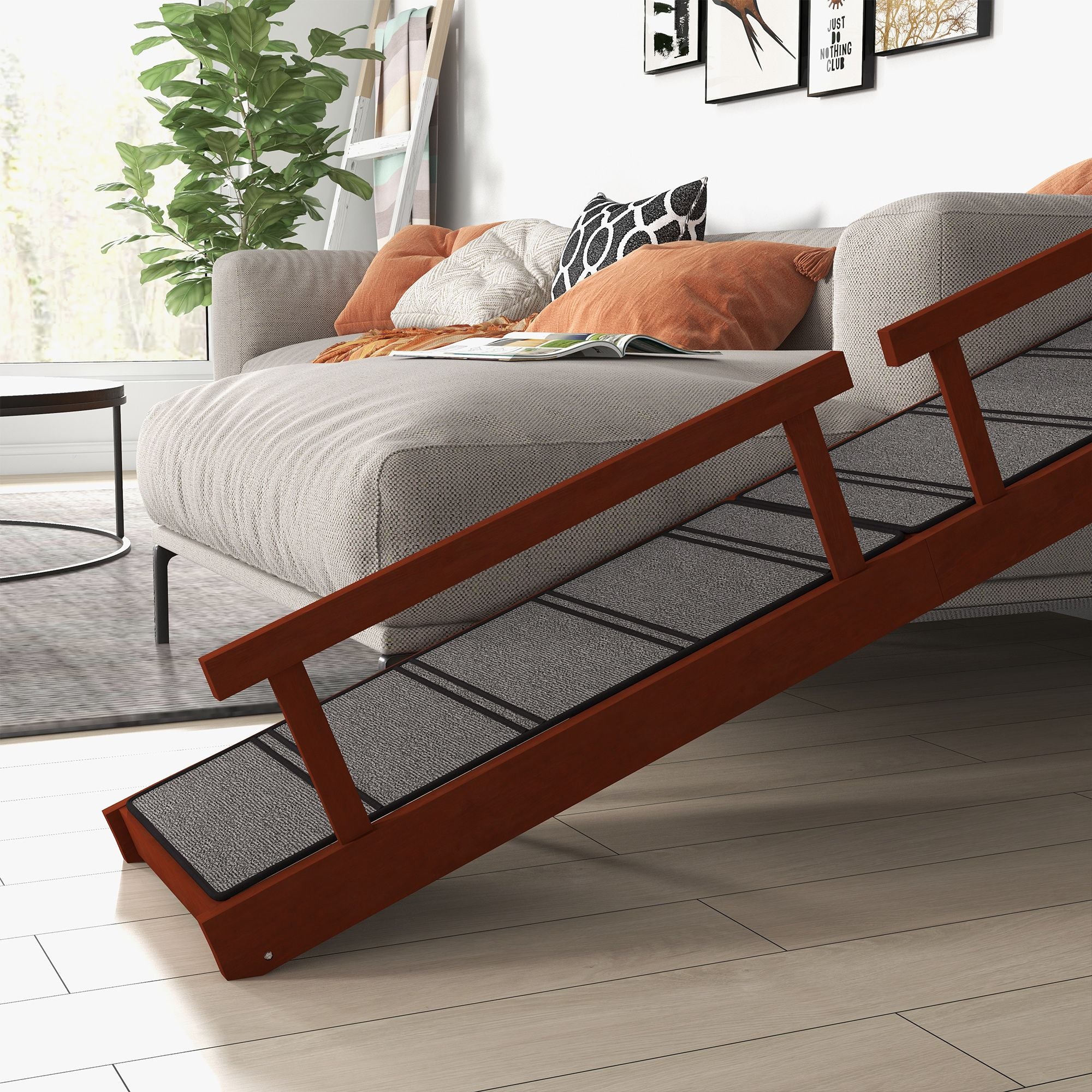 73- furniture-style Dog Ramp with Removable Guardrails and Non-Slip Surface