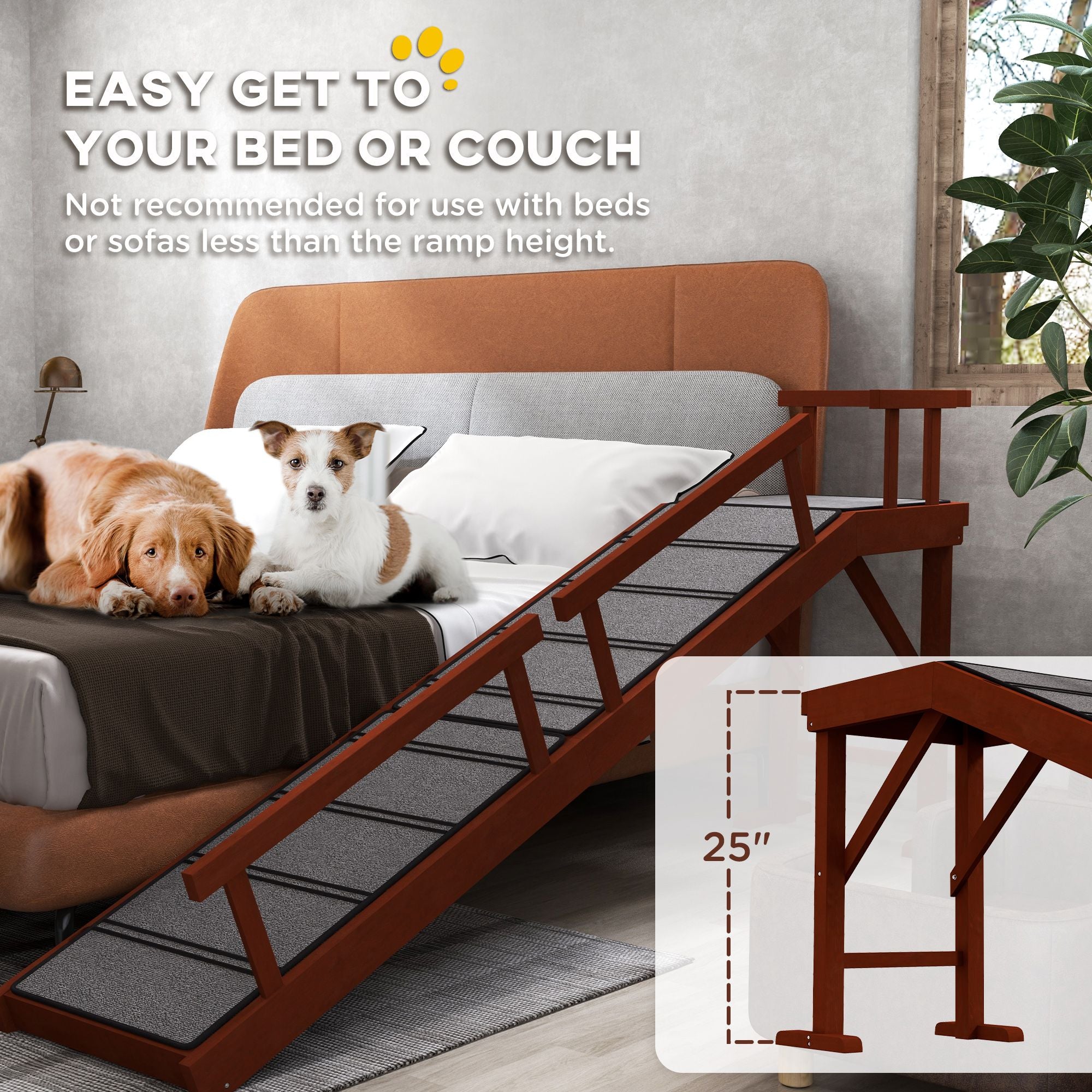 73- furniture-style Dog Ramp with Removable Guardrails and Non-Slip Surface