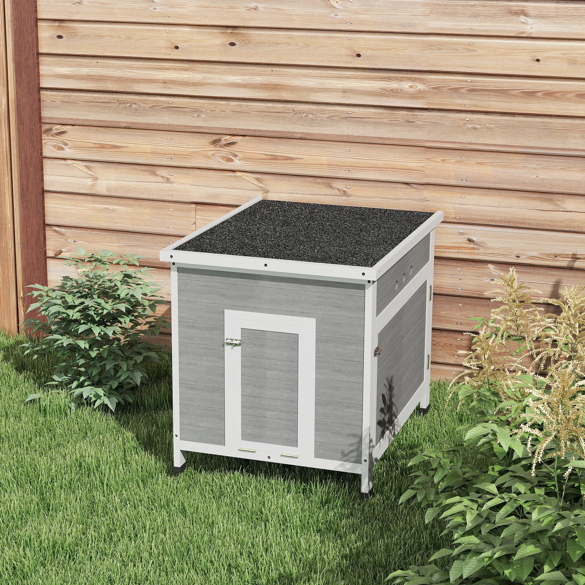 Wooden Duck Coop with Openable Roof, Removable Floor, Double Doors, Ramp, for 2-4 Ducks, Chickens, 25" x 32" x 30"