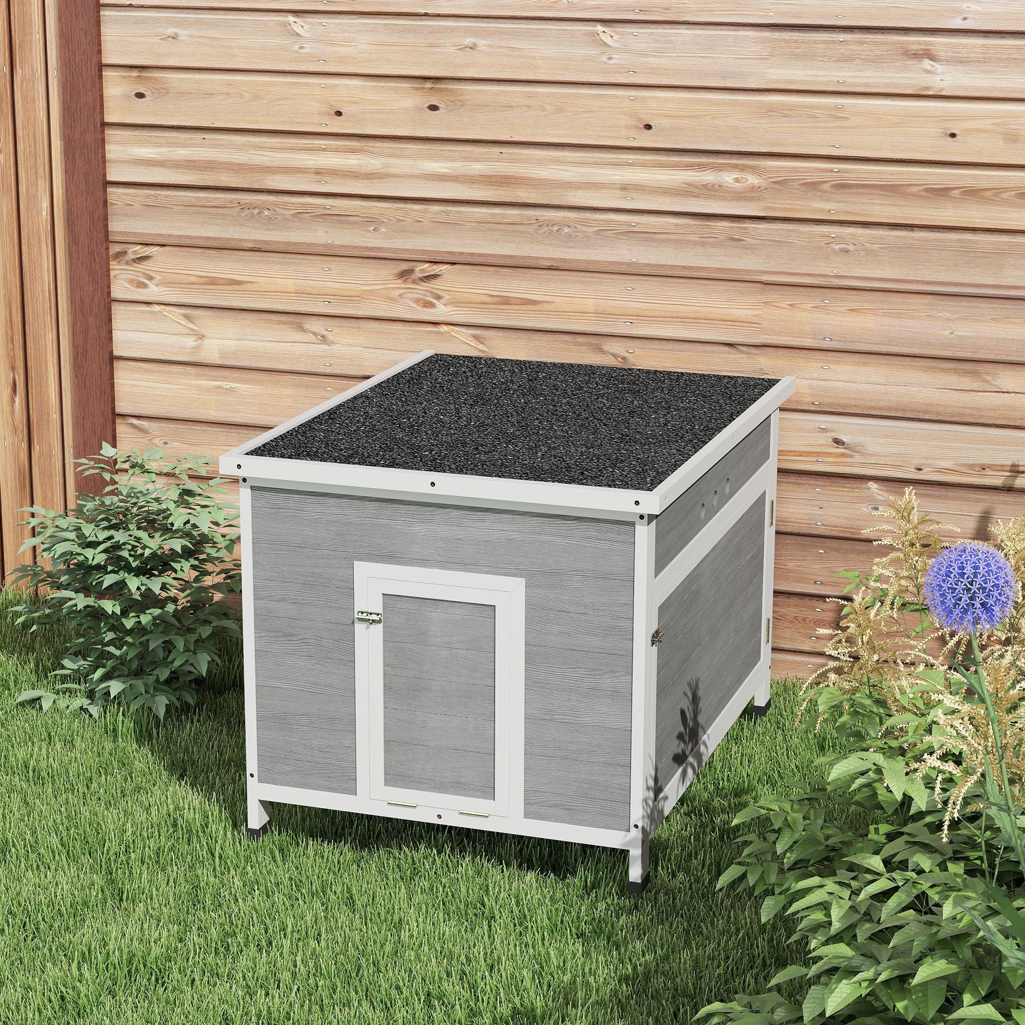 Wooden Duck Coop with Openable Roof, Removable Floor, Double Doors, Ramp, for 3-6 Ducks, Chickens, 30" x 38" x 30"
