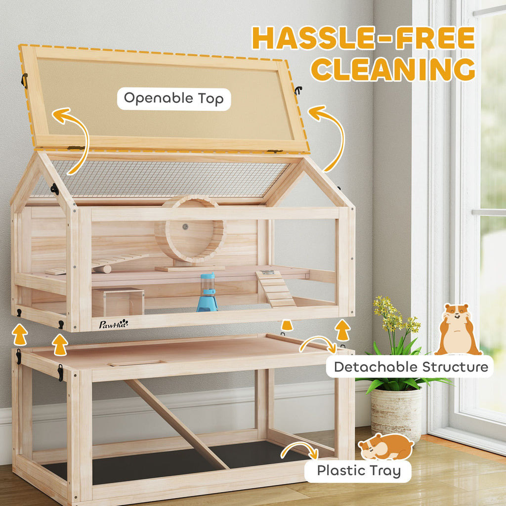Spacious 3-Tier furniture-style Hamster Cage with Playground, Wheel & Seesaw