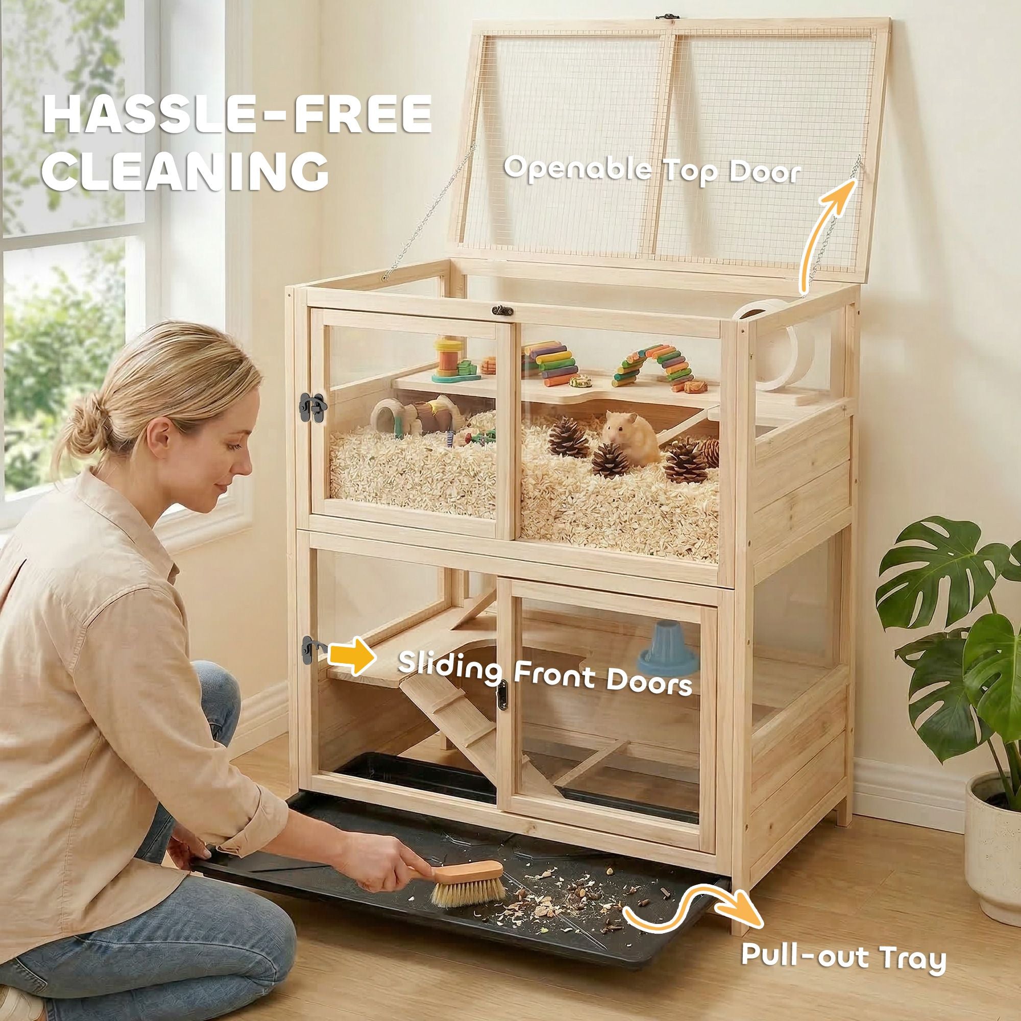 4-Tier furniture-style Hamster Cage with Ramps and Seesaws