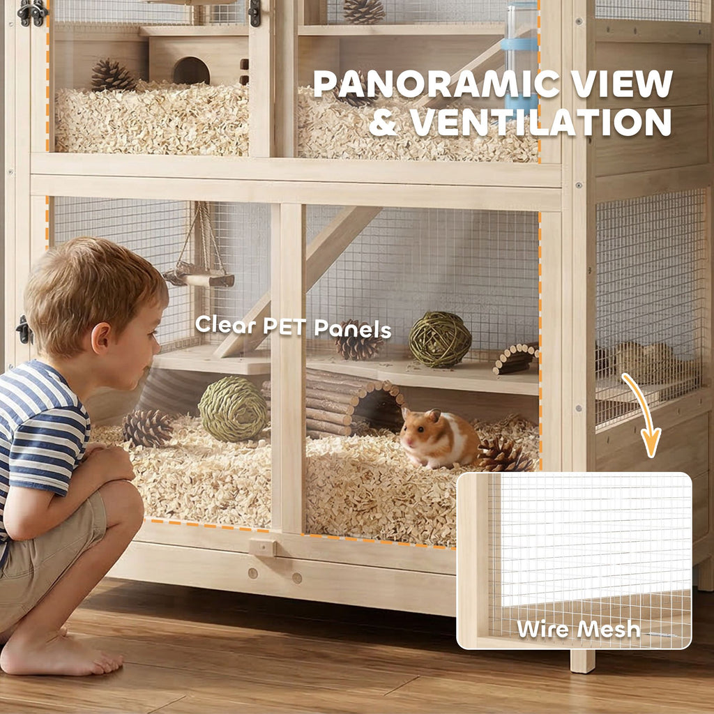 4-Tier furniture-style Hamster Cage with Ramps and Seesaws