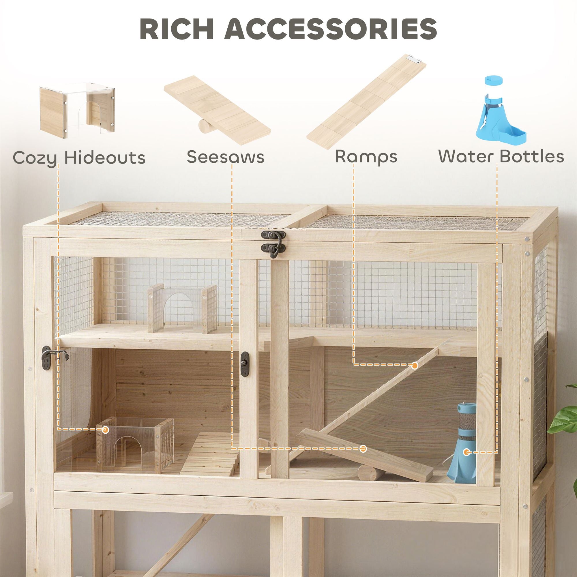 4-Tier furniture-style Hamster Cage with Ramps and Seesaws