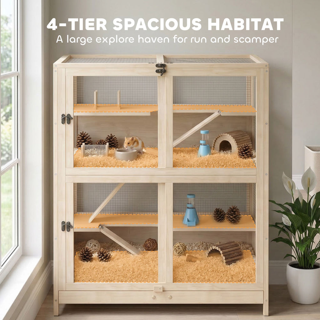 4-Tier furniture-style Hamster Cage with Ramps and Seesaws