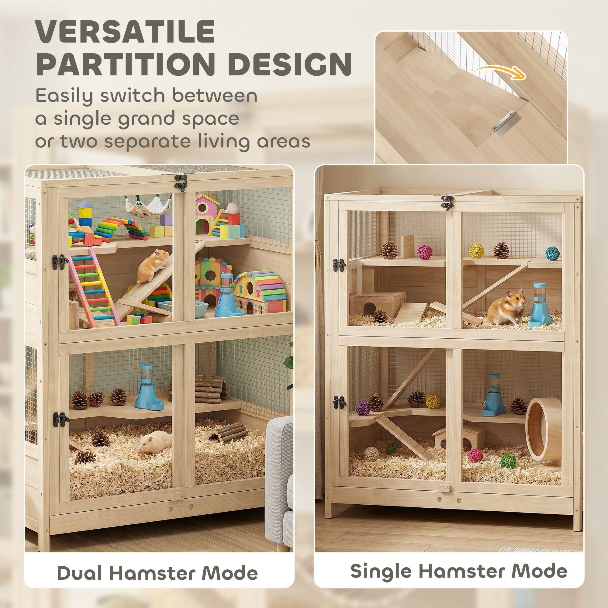 4-Tier furniture-style Hamster Cage with Ramps and Seesaws