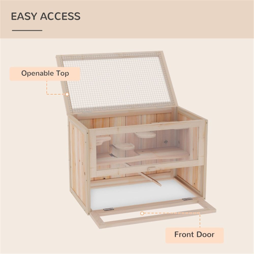 Spacious furniture-style Hamster Cage with Multiple Platforms and Openable Iron Mesh Roof