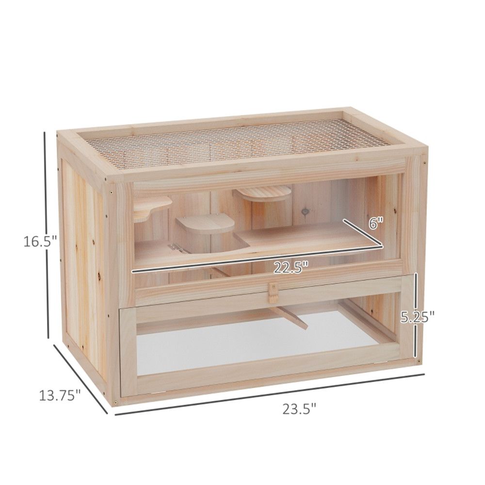 Spacious furniture-style Hamster Cage with Multiple Platforms and Openable Iron Mesh Roof