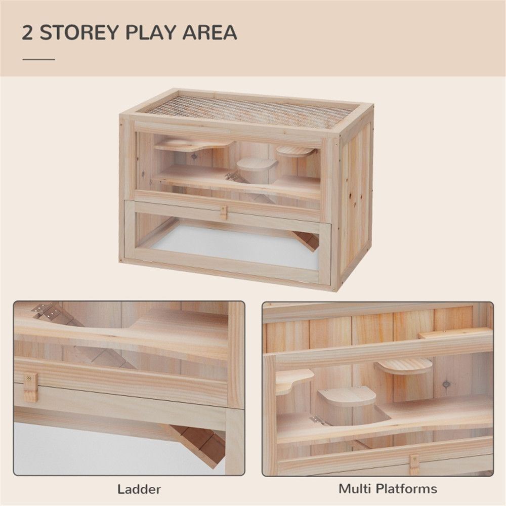 Spacious furniture-style Hamster Cage with Multiple Platforms and Openable Iron Mesh Roof