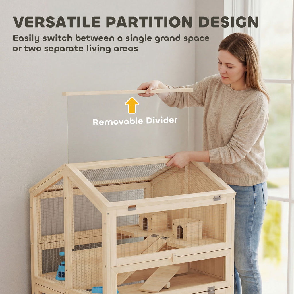 3-Tier furniture-style Hamster Cage with Pull-Out Tray and Openable Top