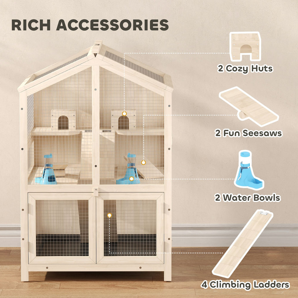 3-Tier furniture-style Hamster Cage with Pull-Out Tray and Openable Top