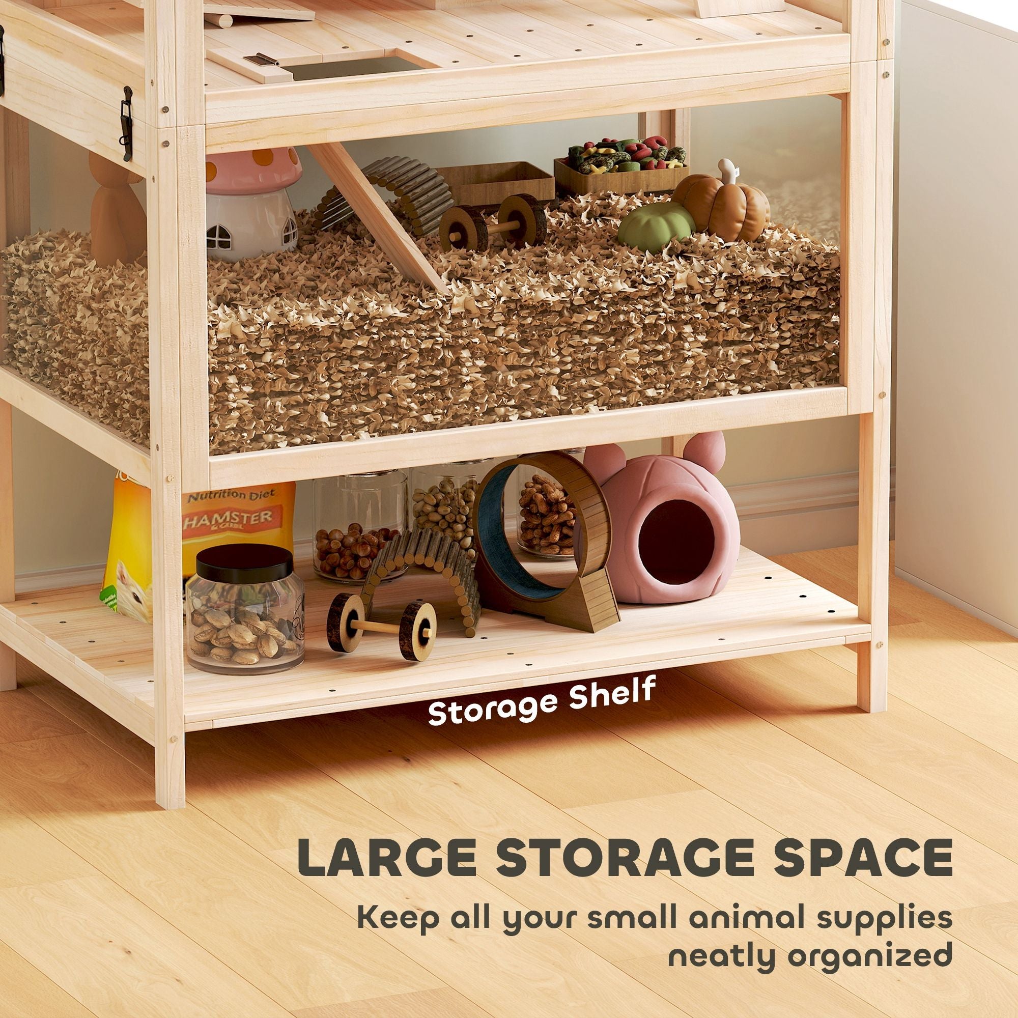 Multi-Level furniture-style Hamster Cage with Detachable Floors & Accessories