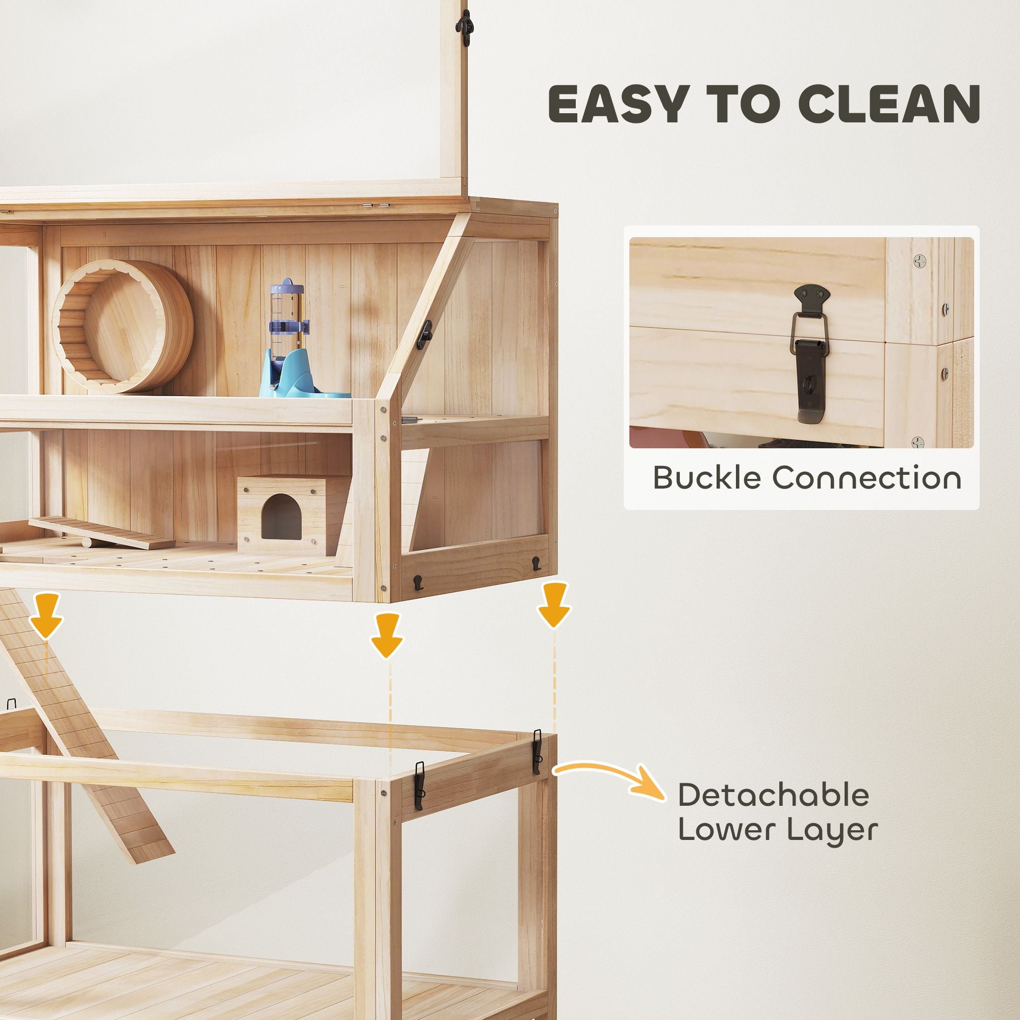Multi-Level furniture-style Hamster Cage with Detachable Floors & Accessories
